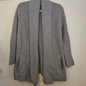 J. Jill Long Gray Open Front Cardigan Nylon, Merino Wool, & Alpaca Sz XS
